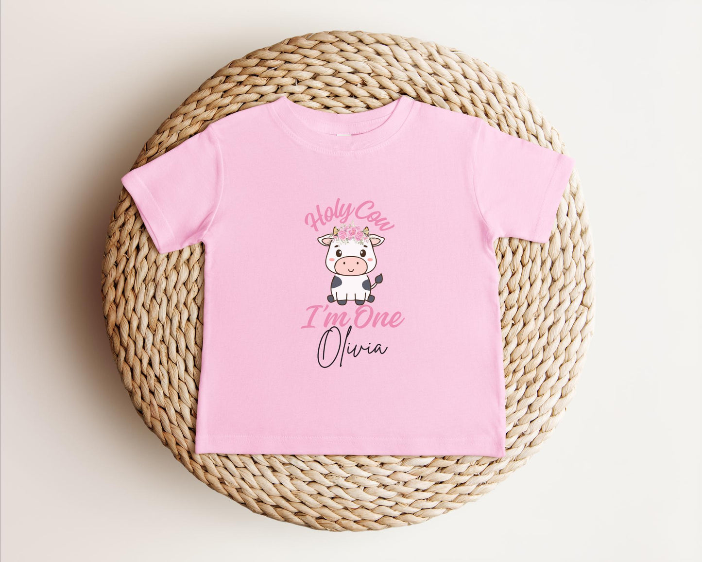 Holy Cow I'm One First Birthday Shirt: Farm Barnyard Cowgirl Themed 1st Birthday Party Outfit