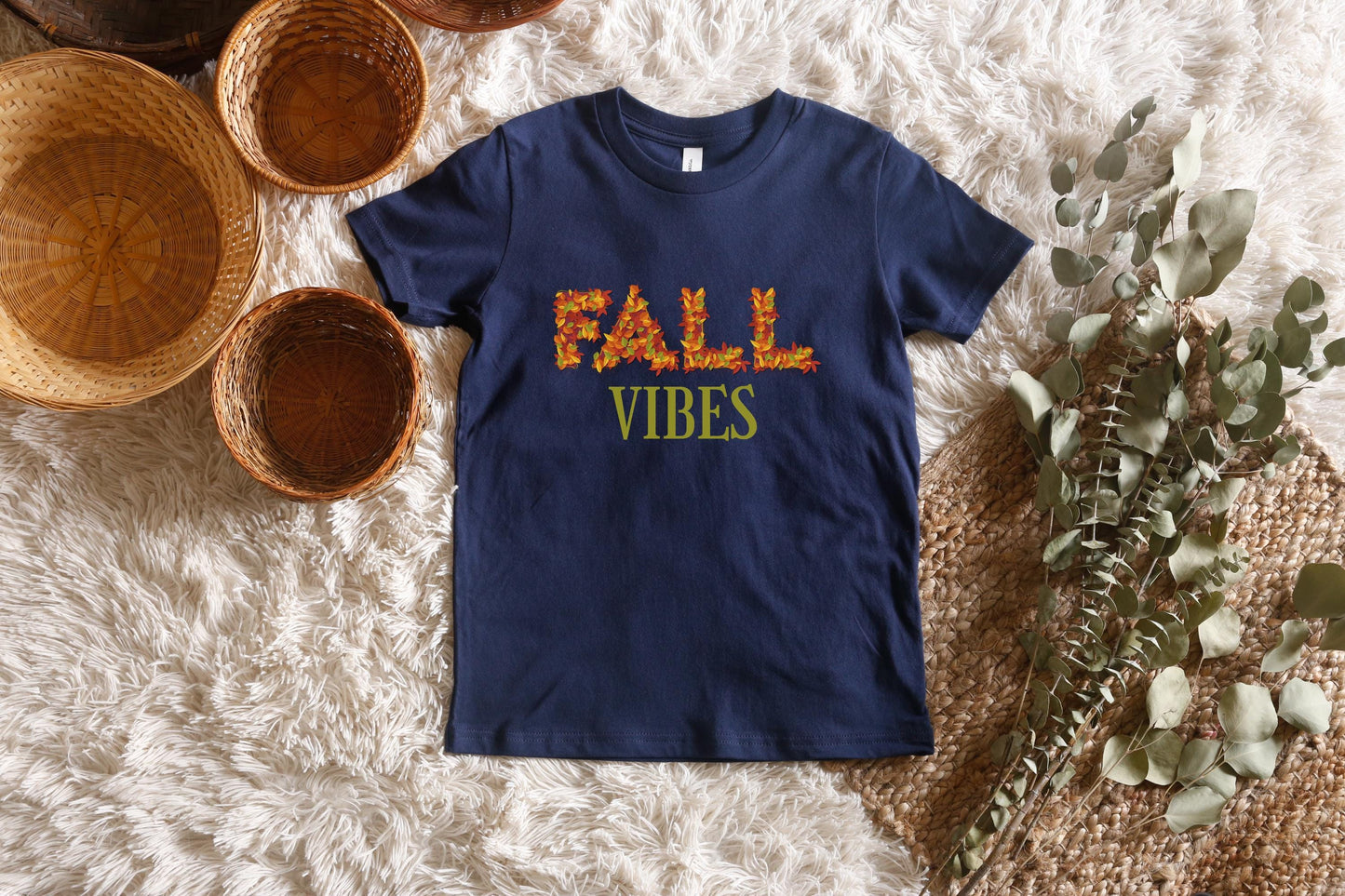 Fall Themed Kids Shirt: Autumn Harvest Cozy Fall Vibes Boys Girls Fall Outfit