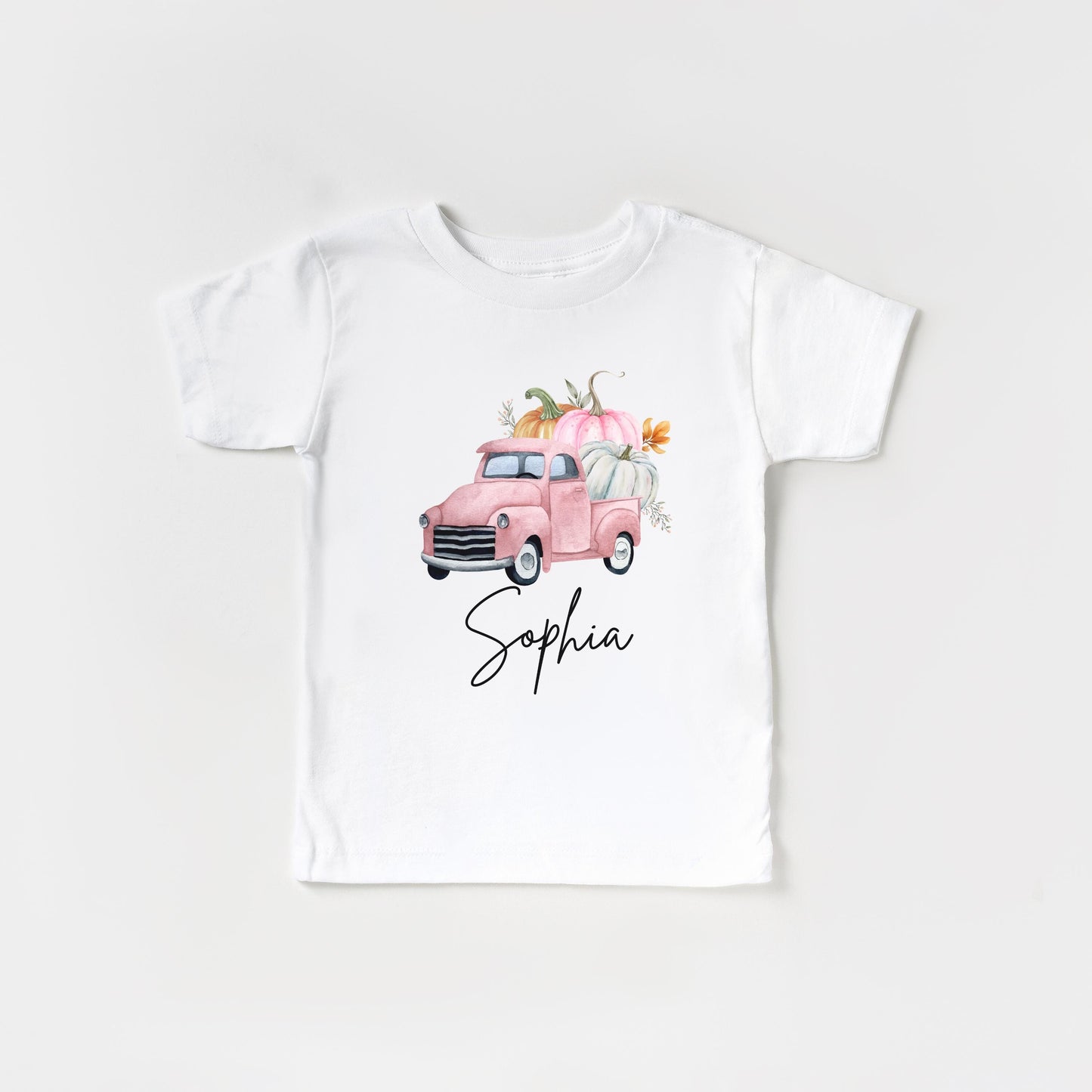 Personalized Fall Pumpkin Pink Truck Shirt: Custom Pumpkin Patch Outfit for Girls