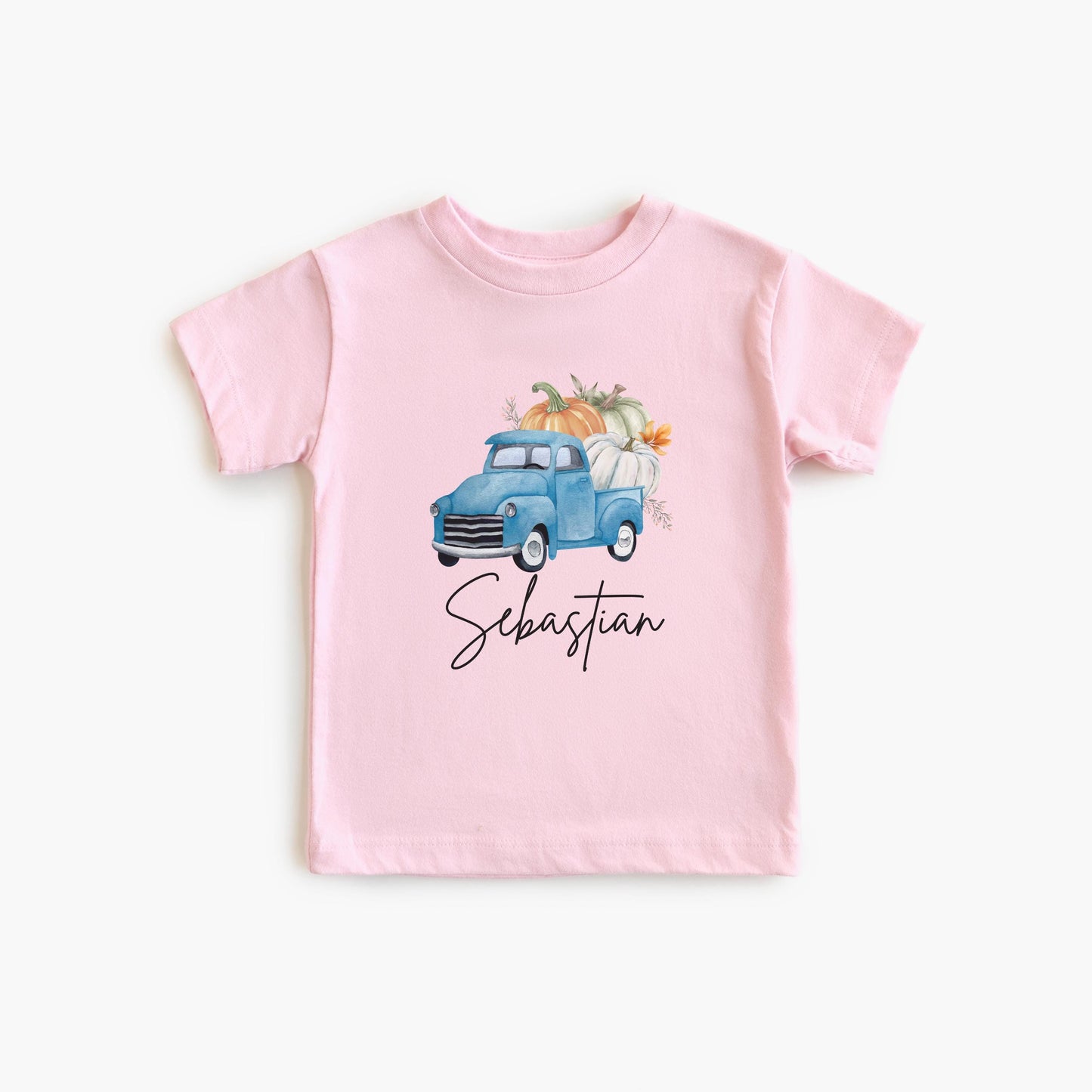 Personalized Fall Pumpkin Blue Truck Shirt: Custom Pumpkin Patch Outfit for Boys
