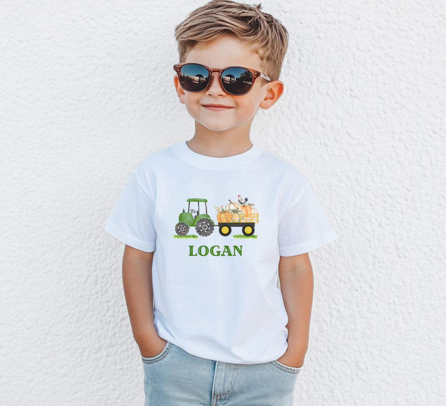 Personalized Pumpkin Tractor Kids Shirt: Custom Fall Pumpkin Patch Tee