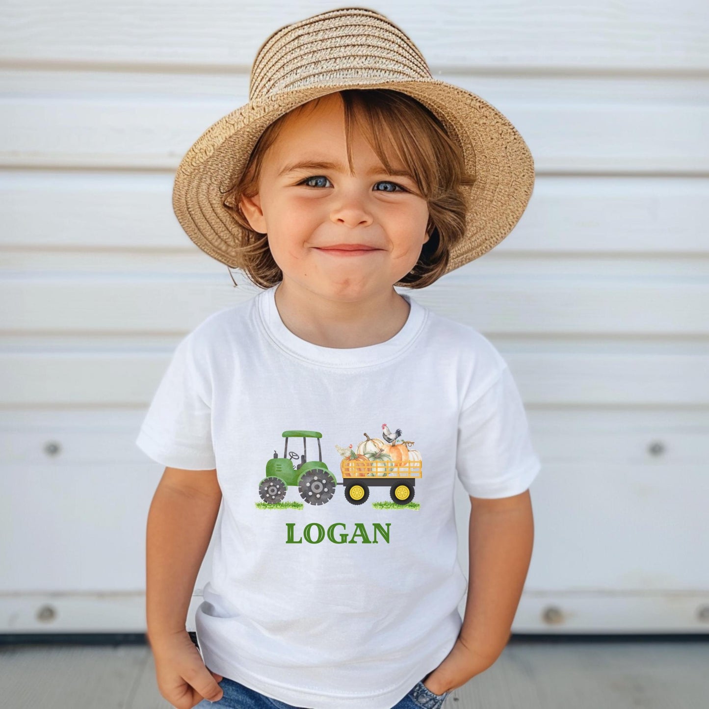 Personalized Pumpkin Tractor Kids Shirt: Custom Fall Pumpkin Patch Tee