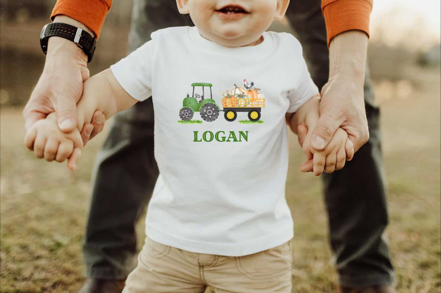 Personalized Pumpkin Tractor Kids Shirt: Custom Fall Pumpkin Patch Tee