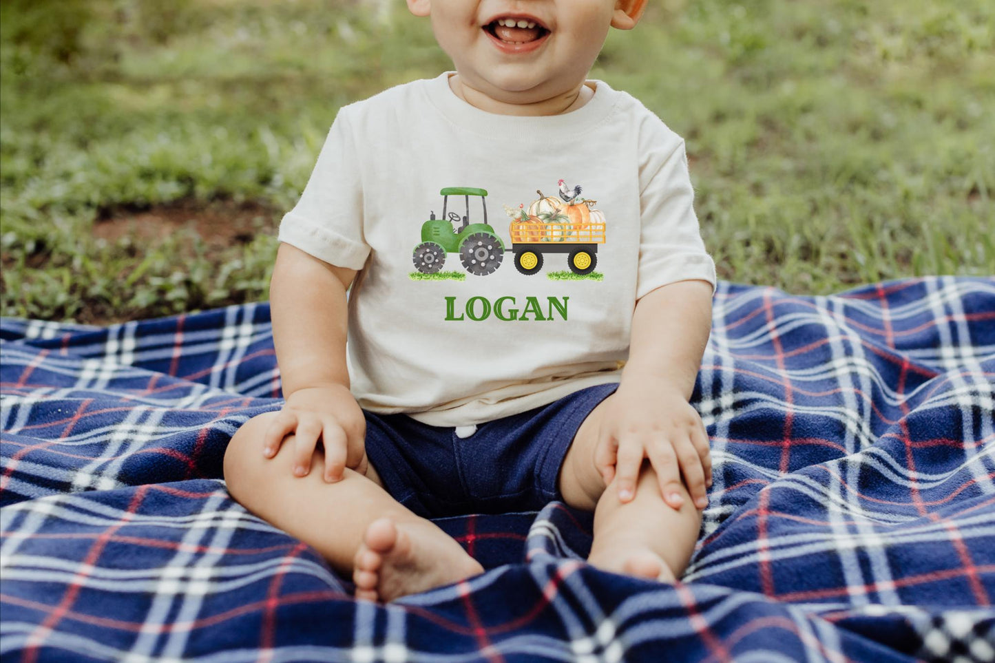 Personalized Pumpkin Tractor Kids Shirt: Custom Fall Pumpkin Patch Tee