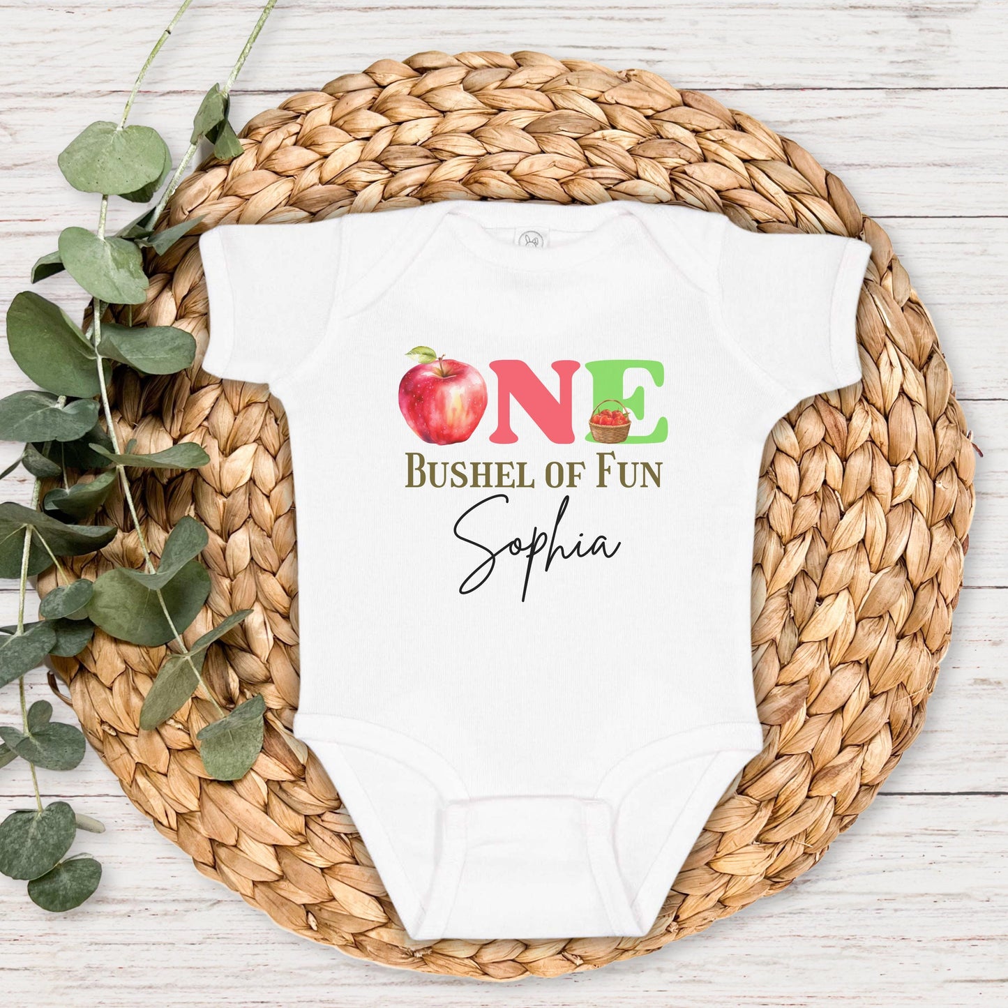 Personalized Apple Themed First Birthday Shirt: Custom One Bushel Of Fun 1st Fall Birthday Party Outfit