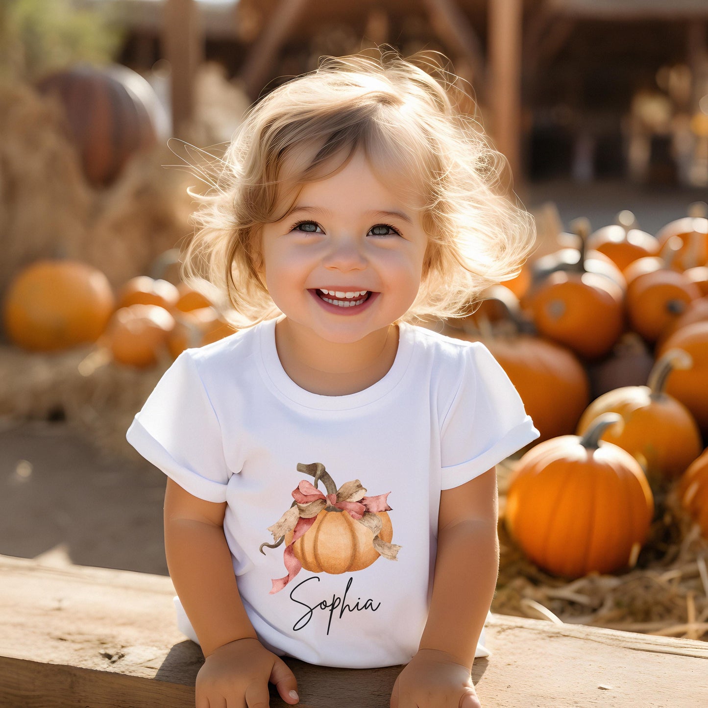 Personalized Girls Pumpkin Shirt: Custom Rustic Coquette Bow Fall Themed Outfit
