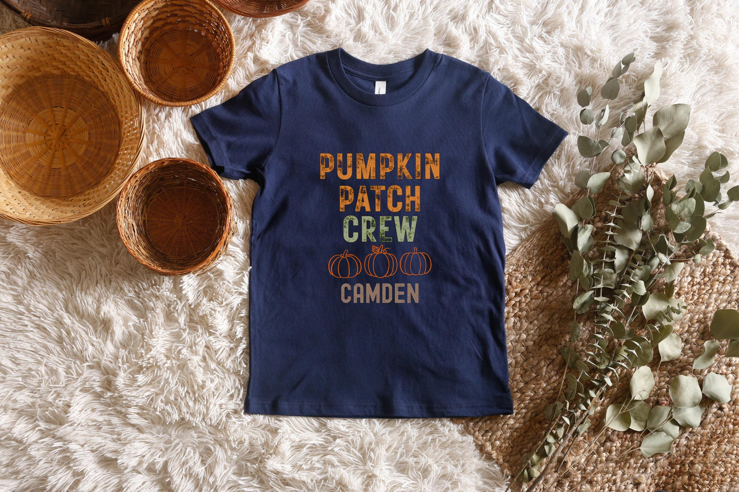 Custom Family Pumpkin Patch Crew Shirt: Kids Toddler Youth Adults Fall Pumpkin Picking Outfit