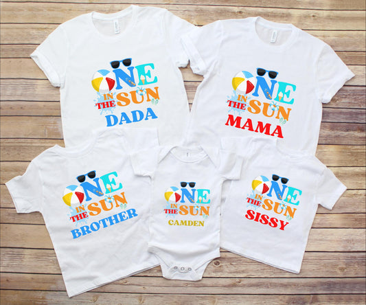 One In The Sun Pool Party Theme Matching Family Birthday Shirts | 1st Birthday Outfit for Baby Girl or Boy | Summer Swimming Pool Birthday