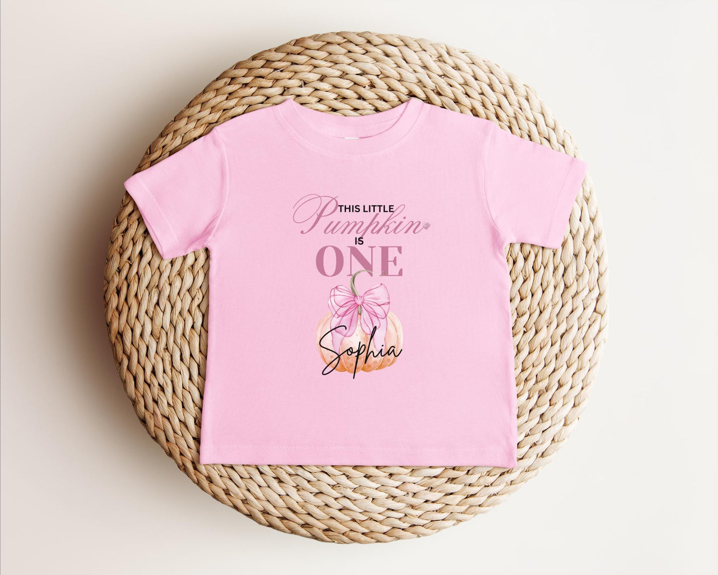 Personalized Coquette Bow Pumpkin First Birthday Shirt: Custom Fall Themed 1st Birthday Party Outfit