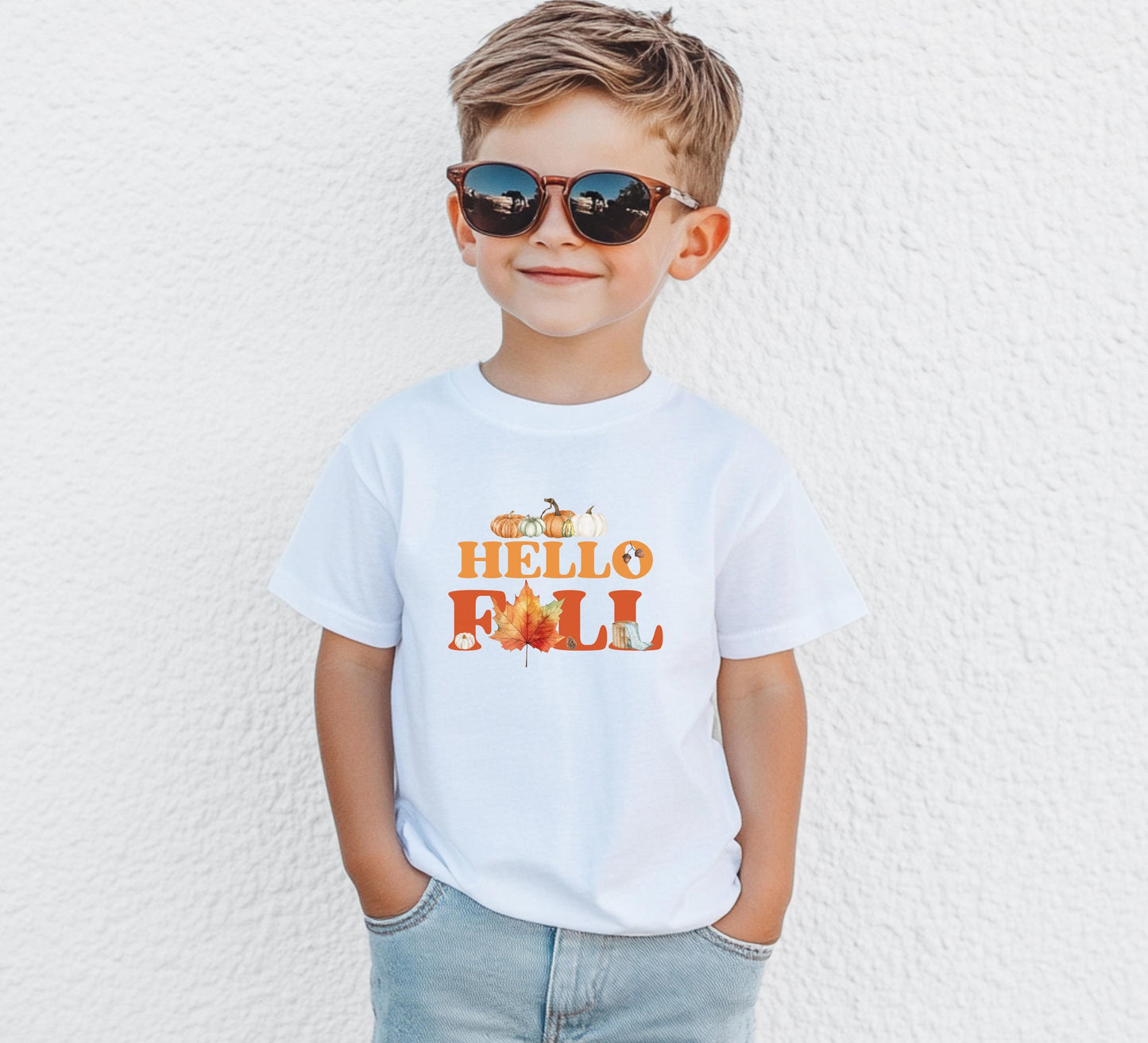 Fall Themed Kids Shirt: Autumn Harvest Fall Leaves Tee
