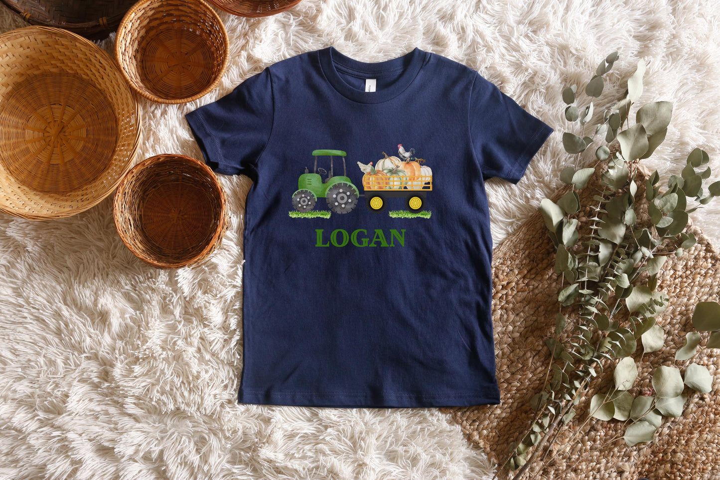Personalized Pumpkin Tractor Kids Shirt: Custom Fall Pumpkin Patch Tee