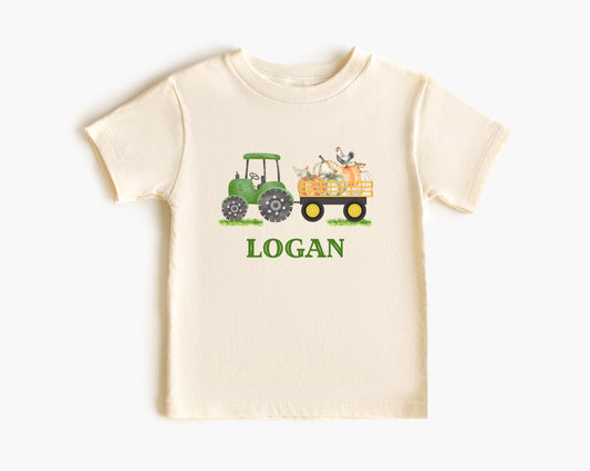 Personalized Pumpkin Tractor Kids Shirt: Custom Fall Pumpkin Patch Tee