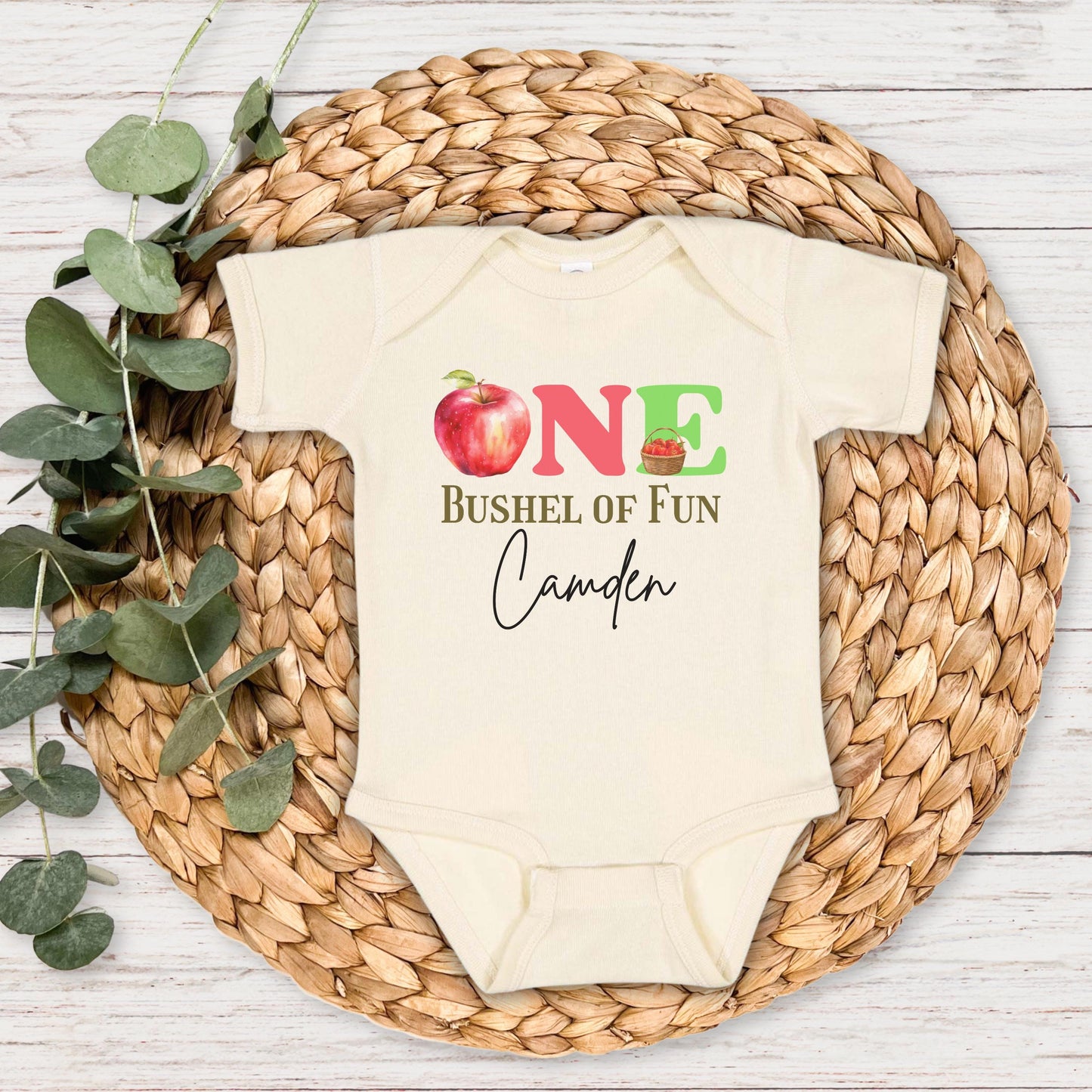Personalized Apple Themed First Birthday Shirt: Custom One Bushel Of Fun 1st Fall Birthday Party Outfit