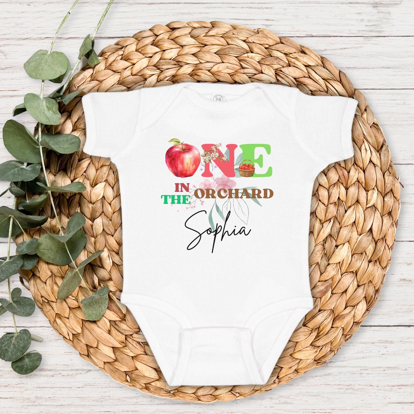 Personalized Apple In The Orchard First Birthday Shirt: Custom 1st Fall Themed Birthday Party Outfit