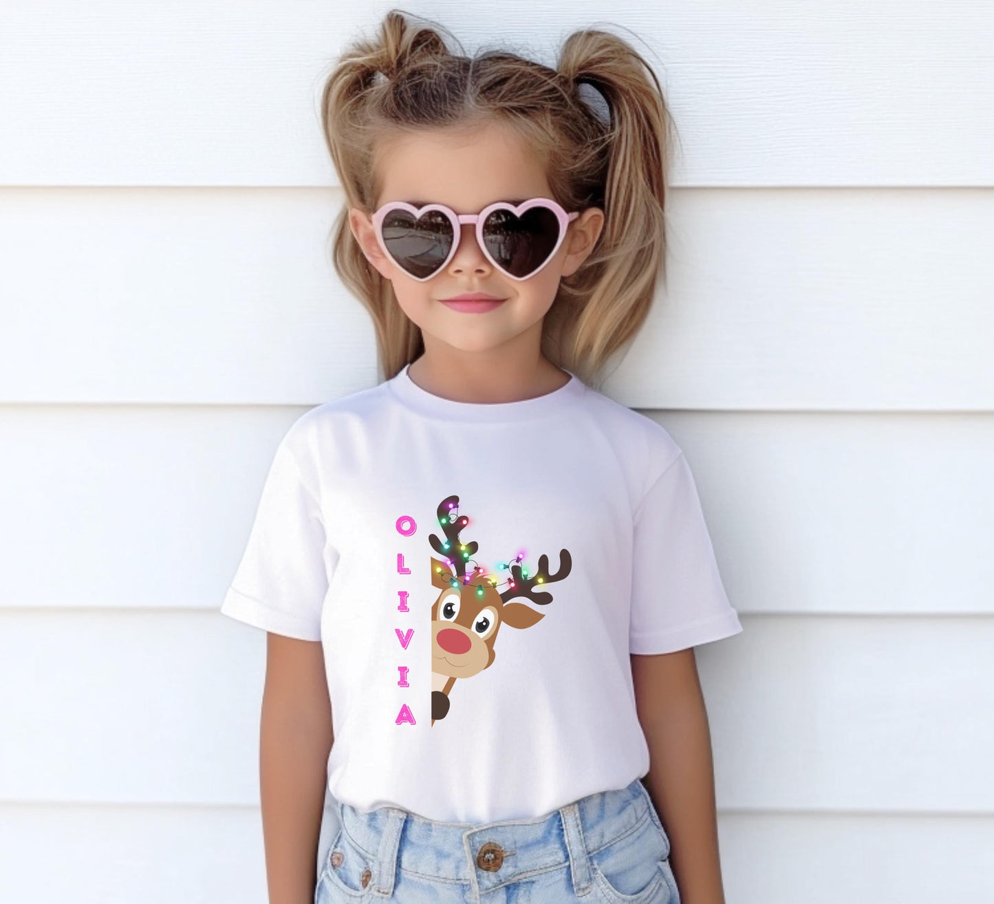 Personalized Reindeer Kids Christmas Shirt: Custom Holiday Party Outfit