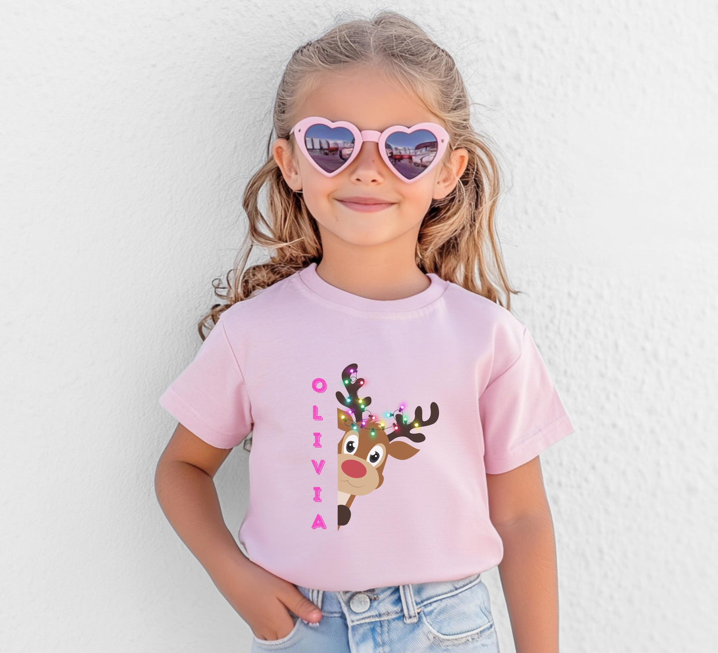 Personalized Reindeer Kids Christmas Shirt: Custom Holiday Party Outfit