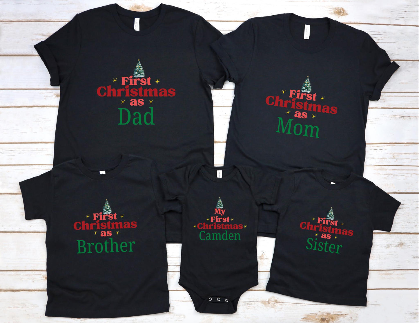 First Christmas as Family Shirt: Personalized Family Matching Outfit for Holidays
