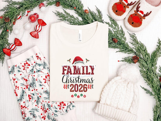 Personalized Family Christmas 2026 Shirt: Buffalo Plaid Holidy Party Outfit