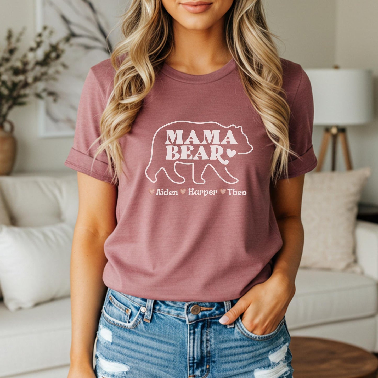 Personalized Mama Bear Shirt | Custom Mom Tee With Kids Names | Gift for New Mom | Baby Announcement | Mother's Day Shirt