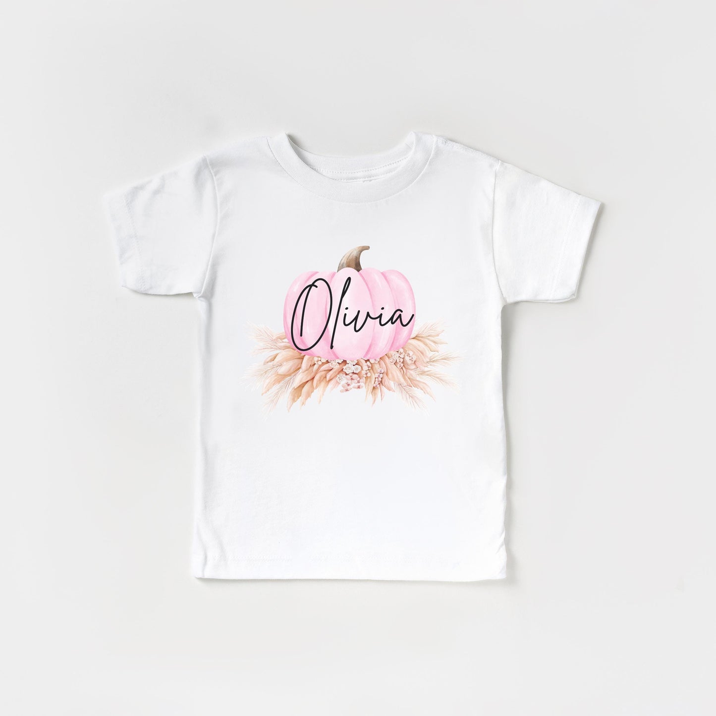 Personalized Girls Pink Pumpkin Shirt: Custom Boho Fall Themed Outfit
