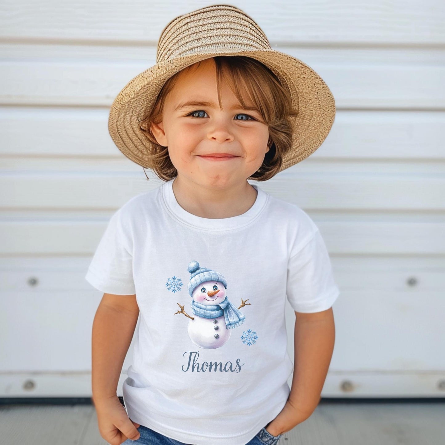 Personalized Snowman Winter Kids Shirt: Custom Christmas Party Outfit