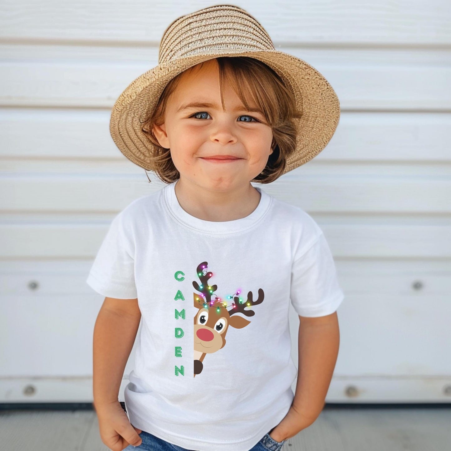 Personalized Reindeer Kids Christmas Shirt: Custom Holiday Party Outfit