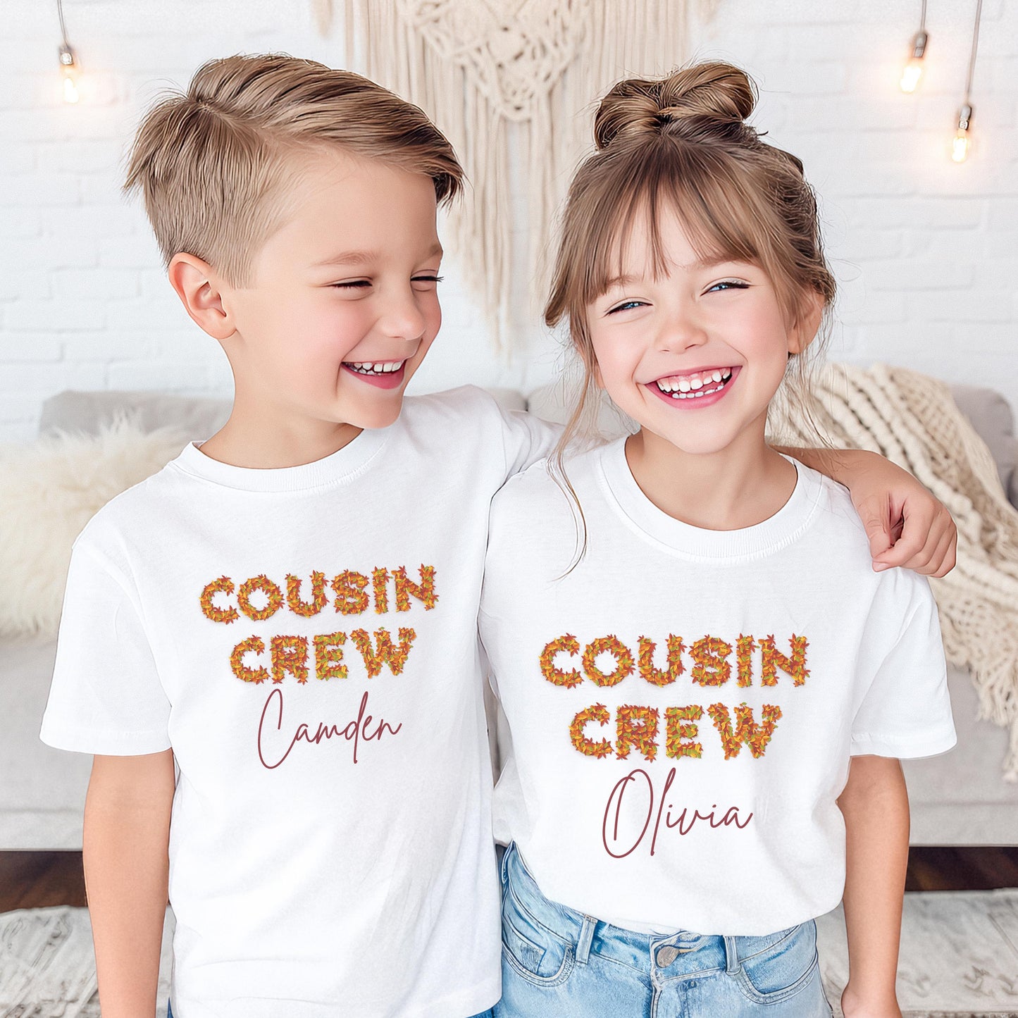 Custom Fall Leaves Cousin Crew Shirt: Kids Toddler Youth Adults Autumn Outfit