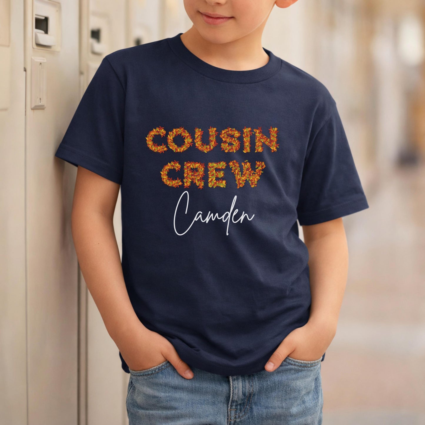 Custom Fall Leaves Cousin Crew Shirt: Kids Toddler Youth Adults Autumn Outfit
