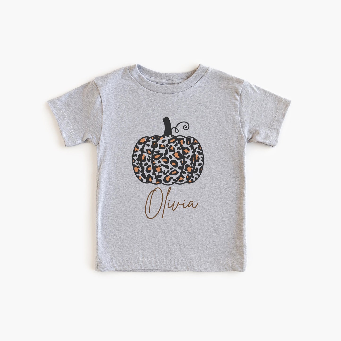 Personalized Girls Pumpkin Shirt: Custom Leopard Cheetah Fall Themed Outfit