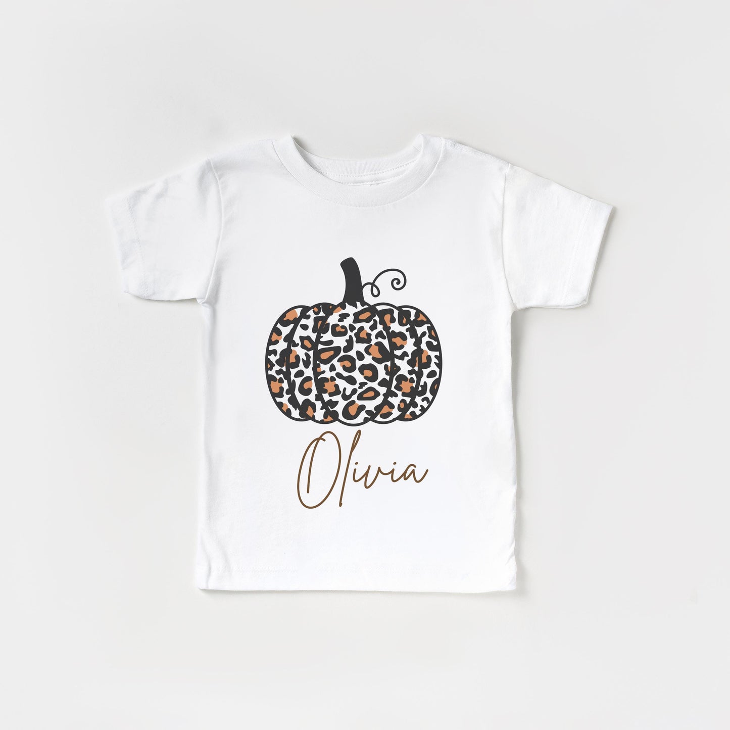 Personalized Girls Pumpkin Shirt: Custom Leopard Cheetah Fall Themed Outfit