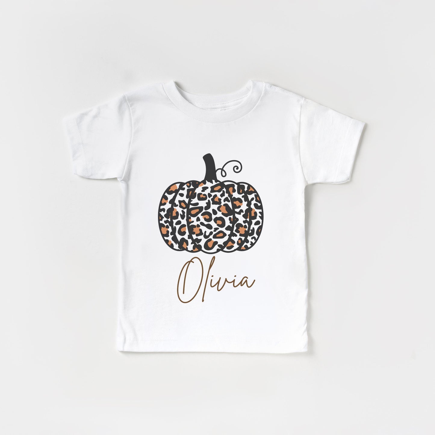 Personalized Girls Pumpkin Shirt: Custom Leopard Cheetah Fall Themed Outfit