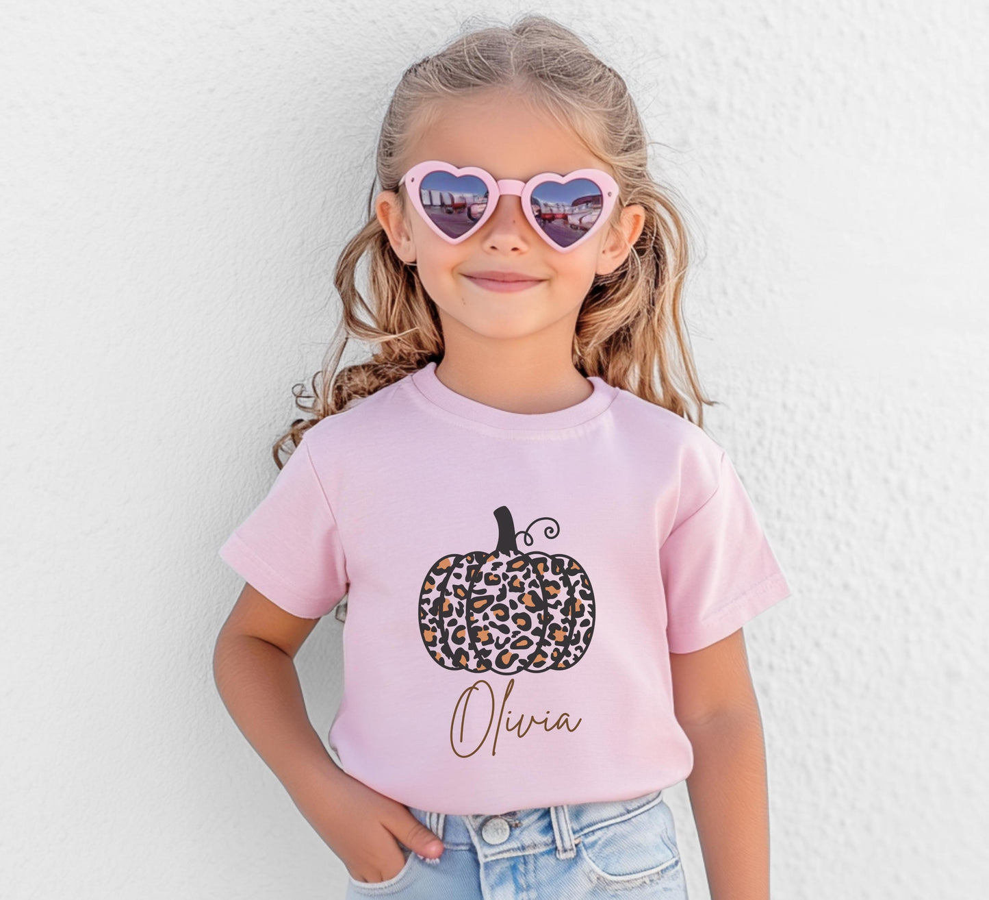 Personalized Girls Pumpkin Shirt: Custom Leopard Cheetah Fall Themed Outfit
