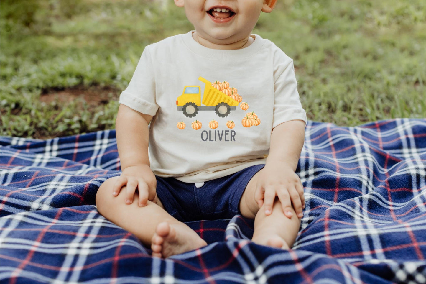 Personalized Boys Pumpkin Dump Truck Shirt: Custom Fall Halloween Gift for Kids