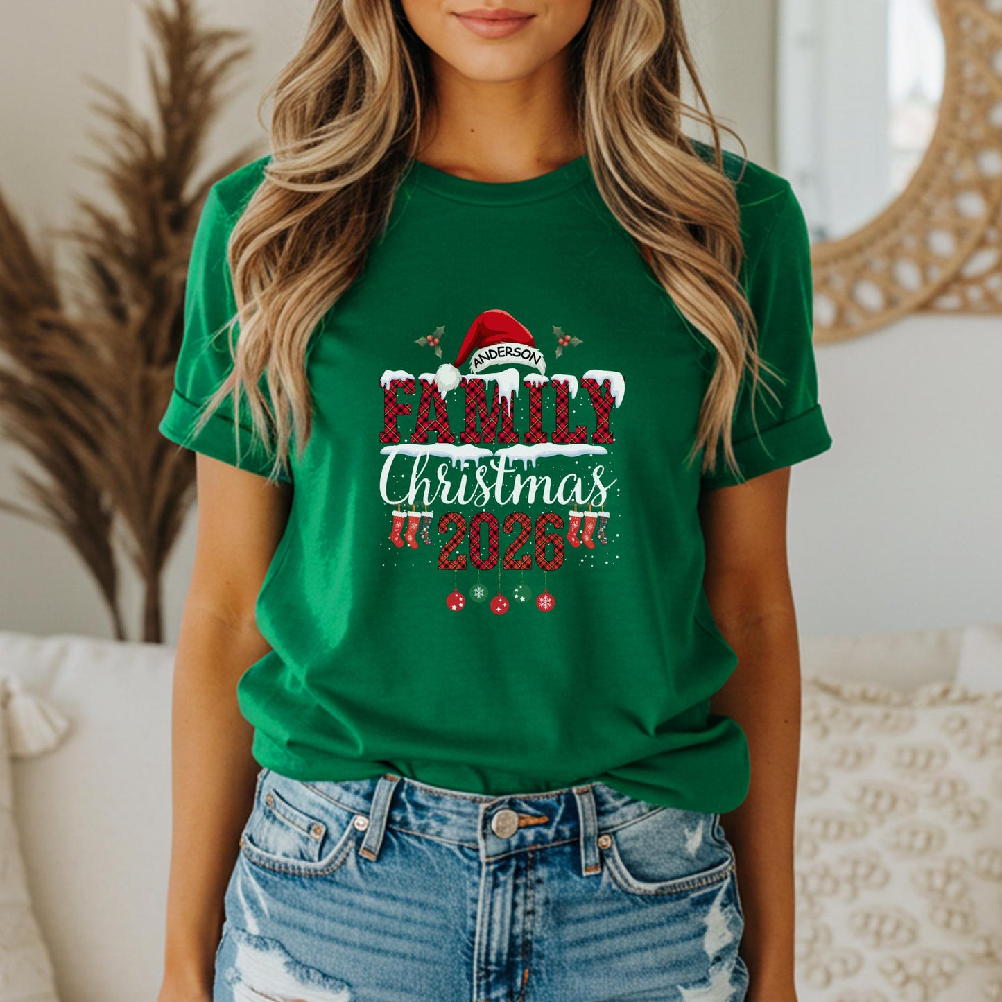 Personalized Family Christmas 2026 Shirt: Buffalo Plaid Holidy Party Outfit