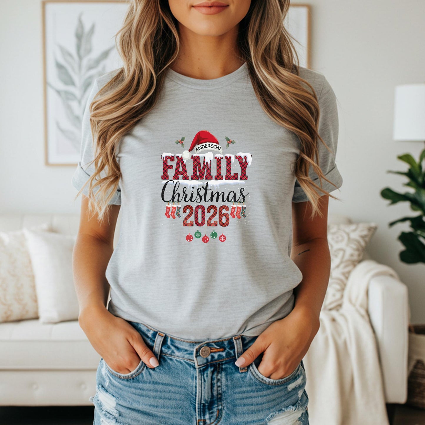 Personalized Family Christmas 2026 Shirt: Buffalo Plaid Holidy Party Outfit
