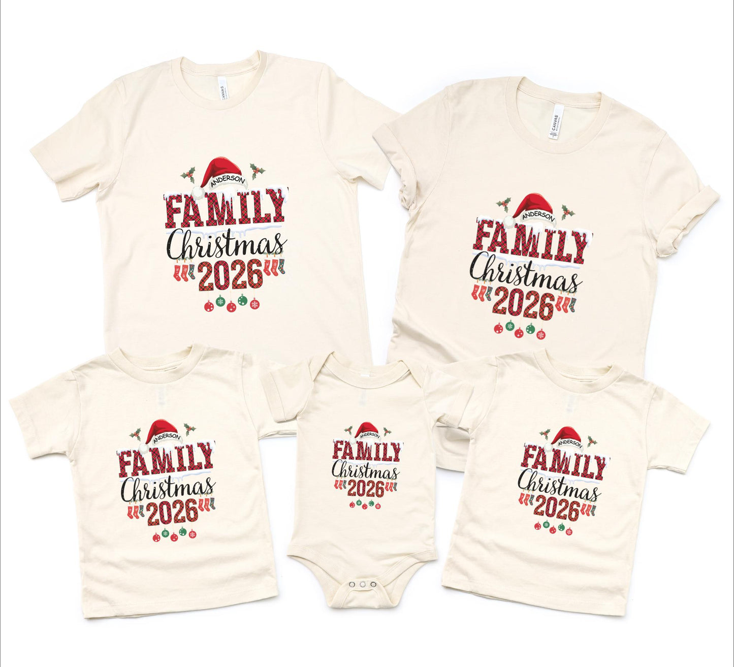 Personalized Family Christmas 2026 Shirt: Buffalo Plaid Holidy Party Outfit