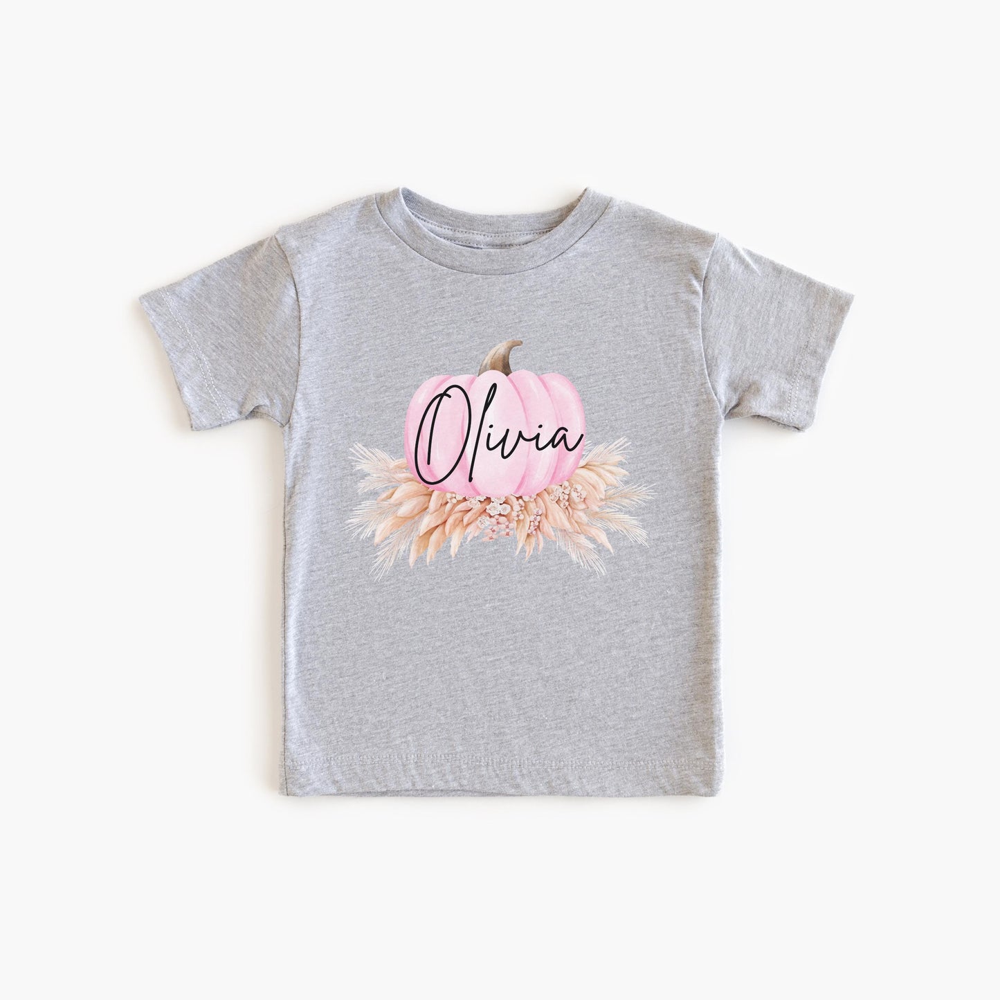 Personalized Girls Pink Pumpkin Shirt: Custom Boho Fall Themed Outfit