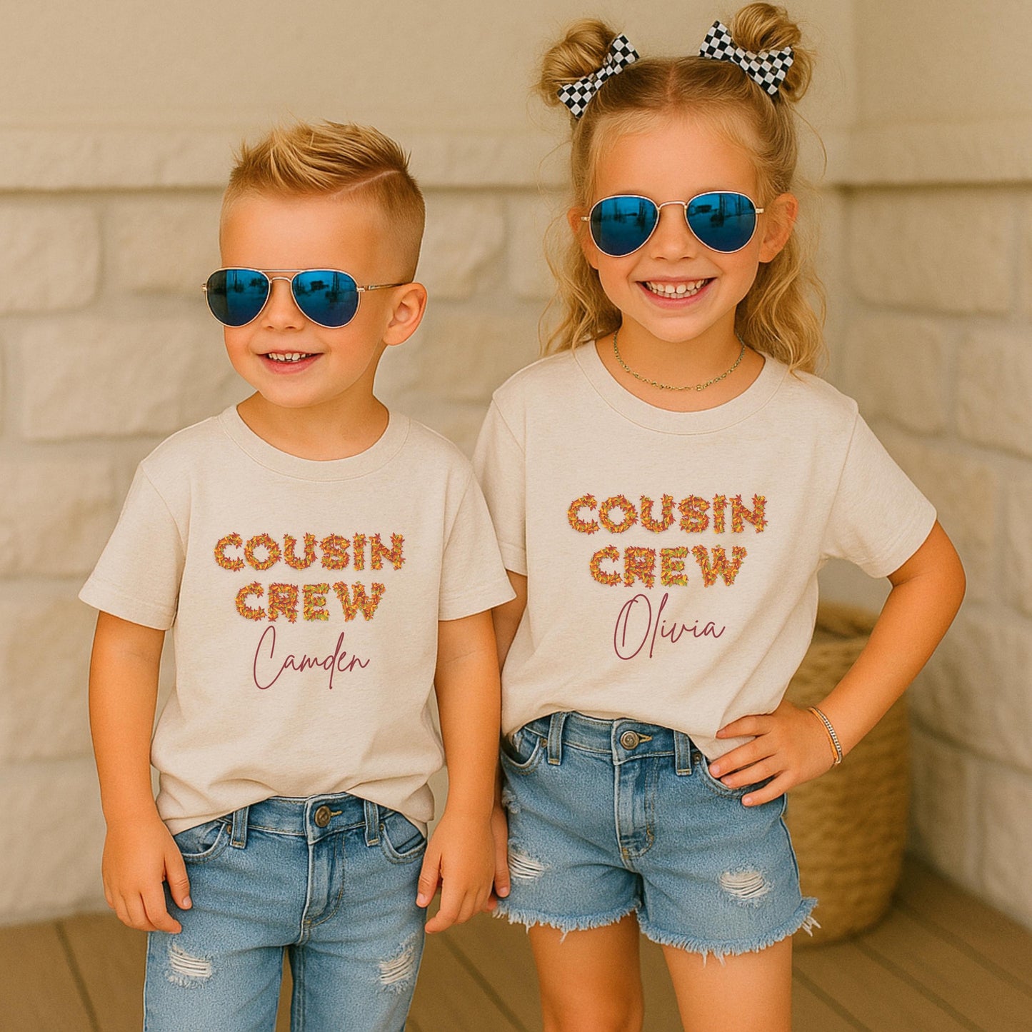 Custom Fall Leaves Cousin Crew Shirt: Kids Toddler Youth Adults Autumn Outfit