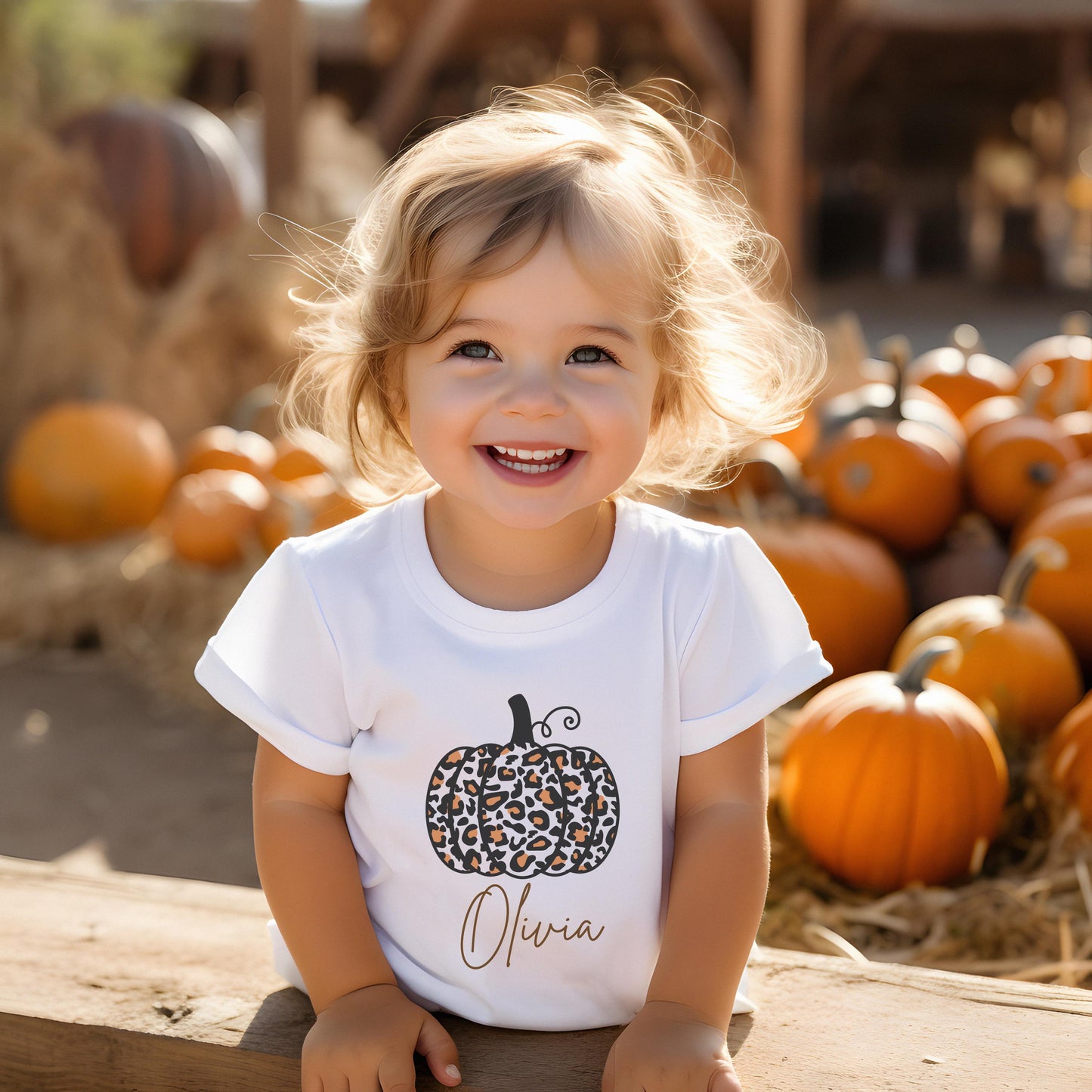 Personalized Girls Pumpkin Shirt: Custom Leopard Cheetah Fall Themed Outfit