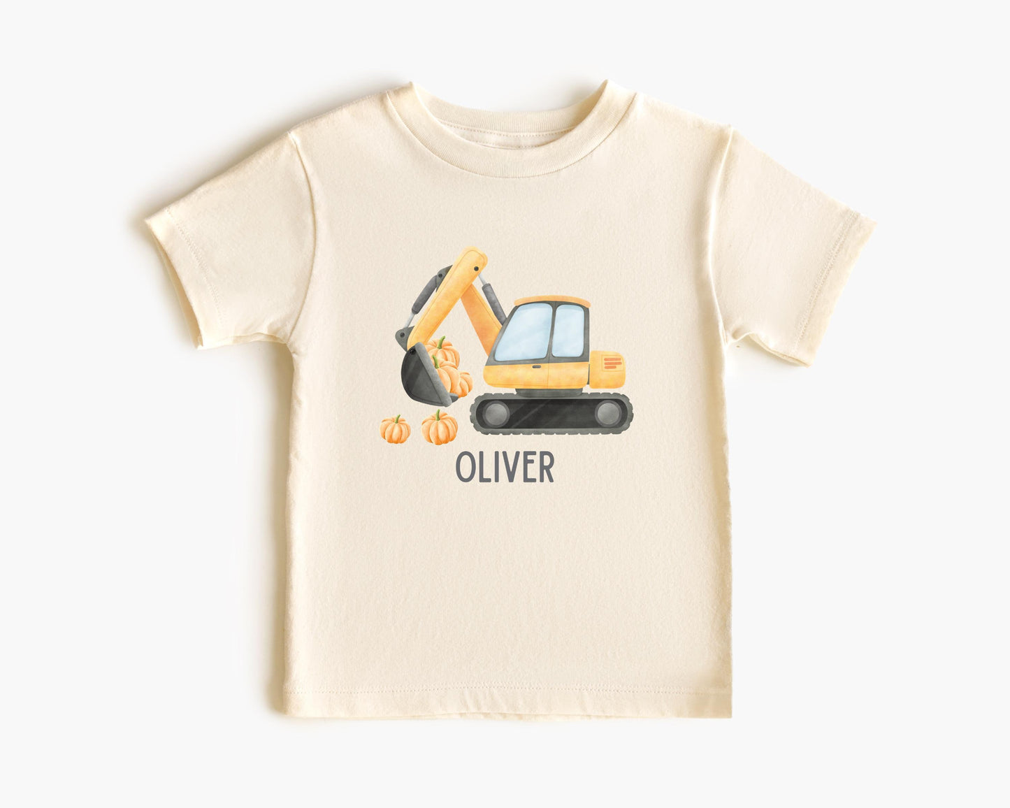 Personalized Boys Excavator Construction Pumpkin Patch Shirt: Custom Fall Halloween Gift for Kids