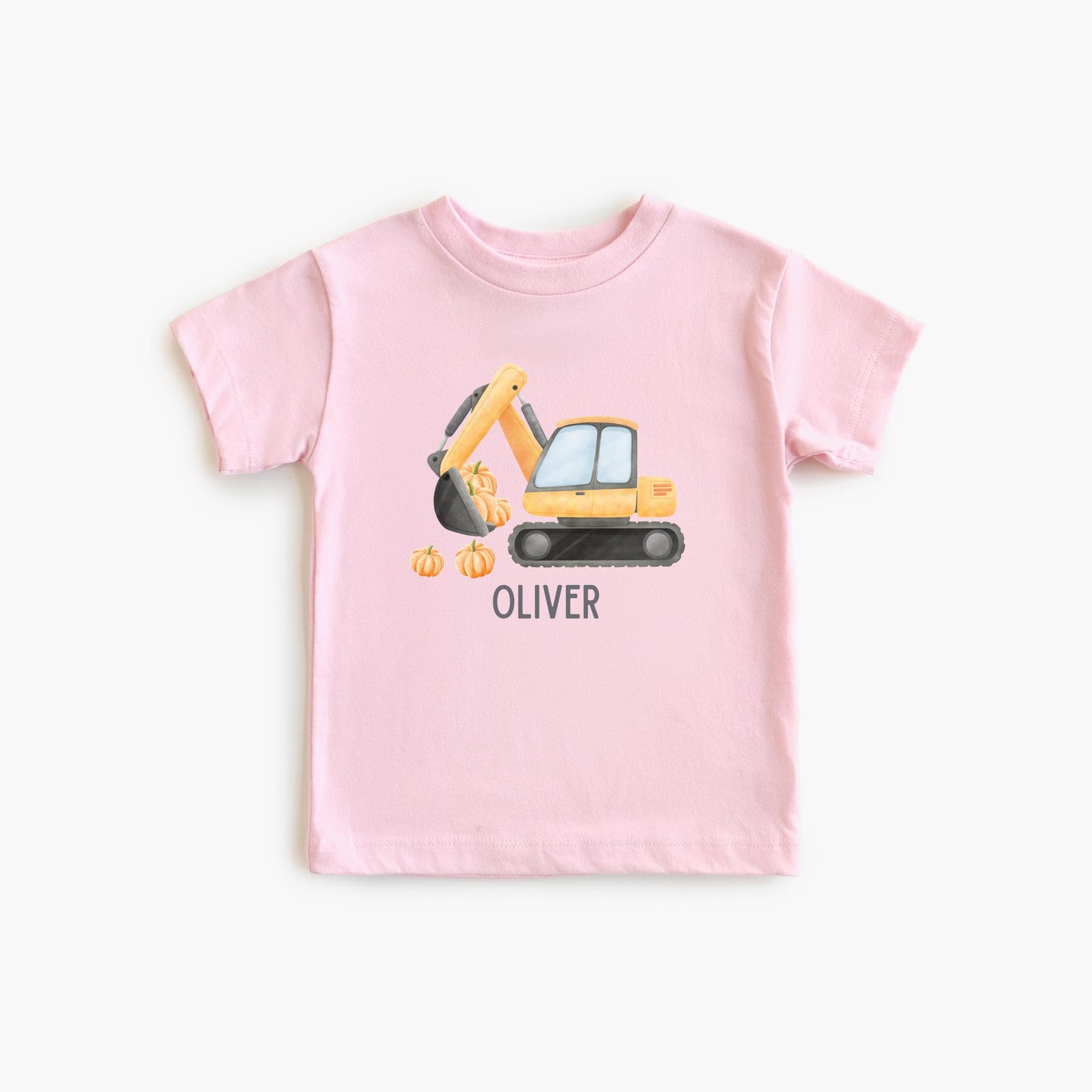 Personalized Boys Excavator Construction Pumpkin Patch Shirt: Custom Fall Halloween Gift for Kids